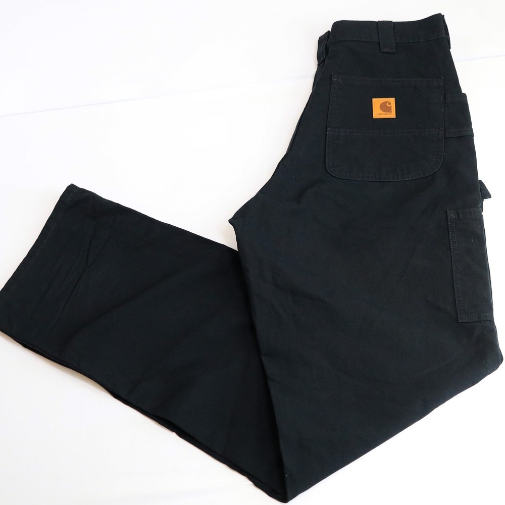 Carhartt B151-BLK Carpenter Pants Men 32x36 Black Cotton Canvas Utility Dungaree - Picture 3 of 11